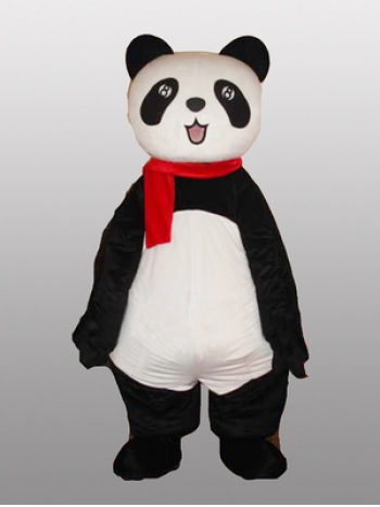 本格的 パンダ（赤色マフラー）　熊猫　着ぐるみ　大人用　コスチューム