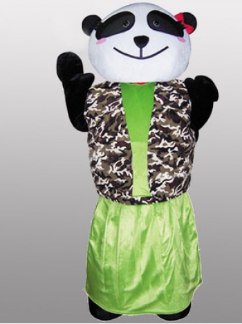 本格的 パンダ　熊猫（緑ワンピース）　着ぐるみ　大人用　コスチューム
