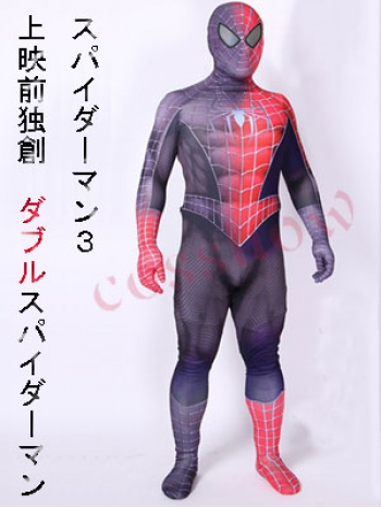 【コスプレ 全身タイツ 衣装】アメイジング・スパイダーマン３  Spider Man3　独創発想　ダブルスパイダーマン　マスク　全身タイツ　cosplay　ストレッチ　コスチューム  オーダーメイド製作　男性　女性　パーティー　イベ