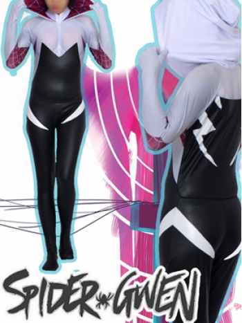 ★【spider-gwen スーツ　筋肉バージョンB】スパイダーウーマン スパイダーグウェン スパイダーグエン 衣装 全身タイツ マスクゼンタイ 白い　cosplay 弾力・伸縮性あり コスチューム オーダーメイド製作　スペシャルバーション