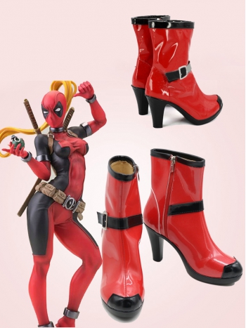 ★デッドプール ブーツ お靴 deadpool DEADPOOL サイズ豊富 女性　ガール girl 女の子 ハイヒール レッド 赤 赤い