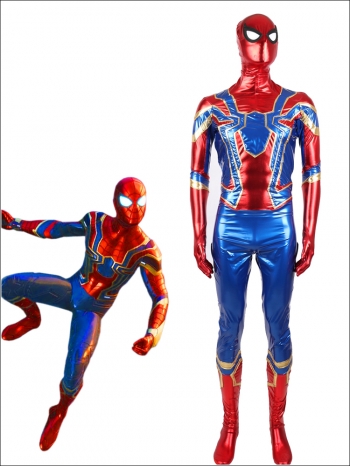 Iron-SpiderMan コーティング+PU 切り替え仕様 艶ある アイアンスパイダーマン 全身タイツ 立体裁断 Spider-Man スパイダーマン コスプレ衣装
