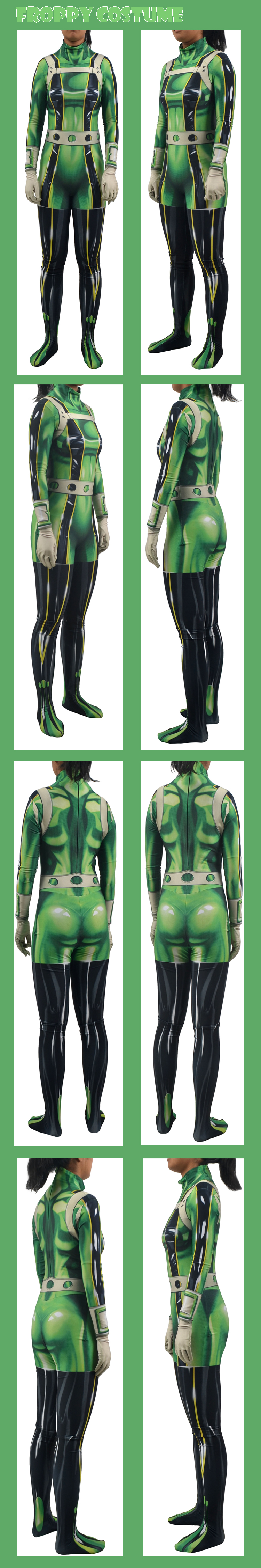 Froppy全身タイツ　スーツ コスプレ コスチュームFroppy V1 Printed Spandex Lycra SuperHero オーダーメイド