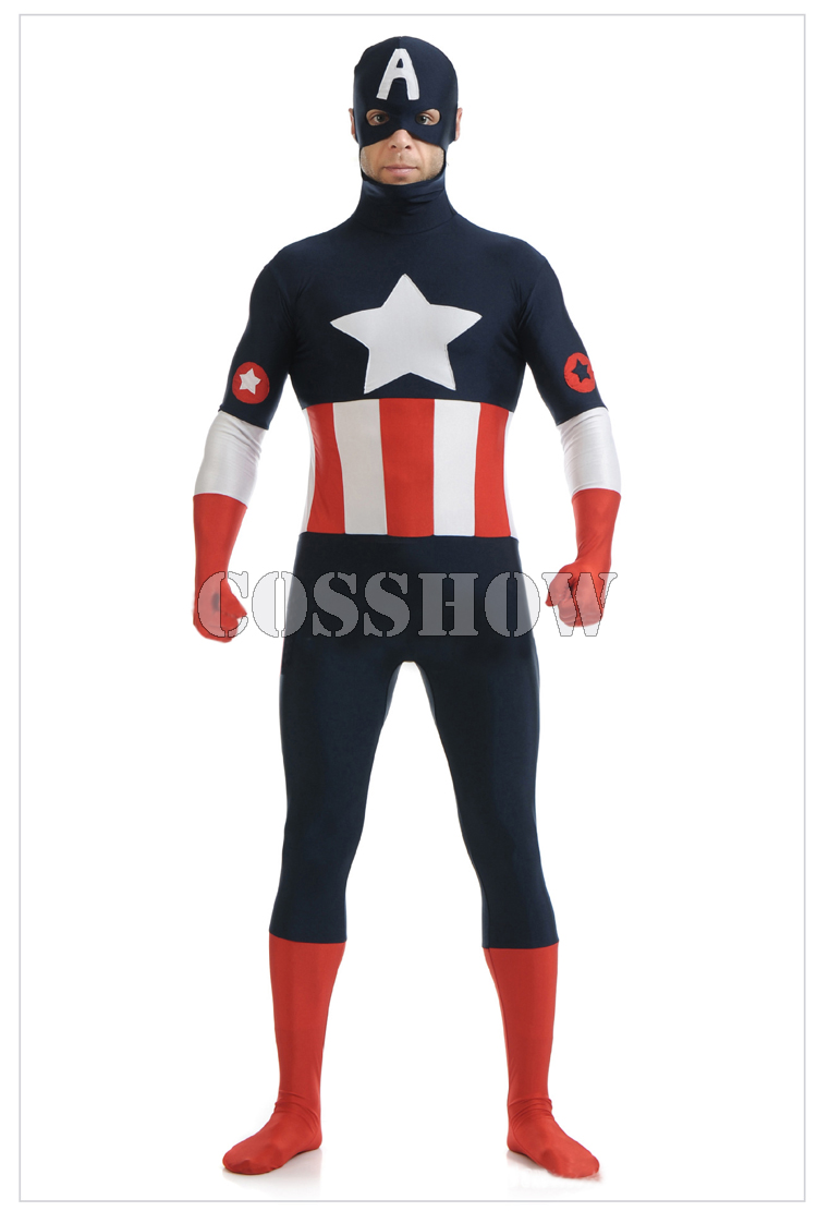 【Capitan America 全身タイツ】Capitan America キャプテンアメリカ 縦横伸縮 大きいサイズ cosplay コスプレ衣装 コスチューム オーダーメイド　男女兼用 クリスマス