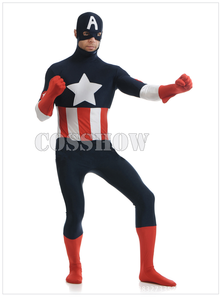 【Capitan America 全身タイツ】Capitan America キャプテンアメリカ 縦横伸縮 大きいサイズ cosplay コスプレ衣装 コスチューム オーダーメイド　男女兼用 クリスマス