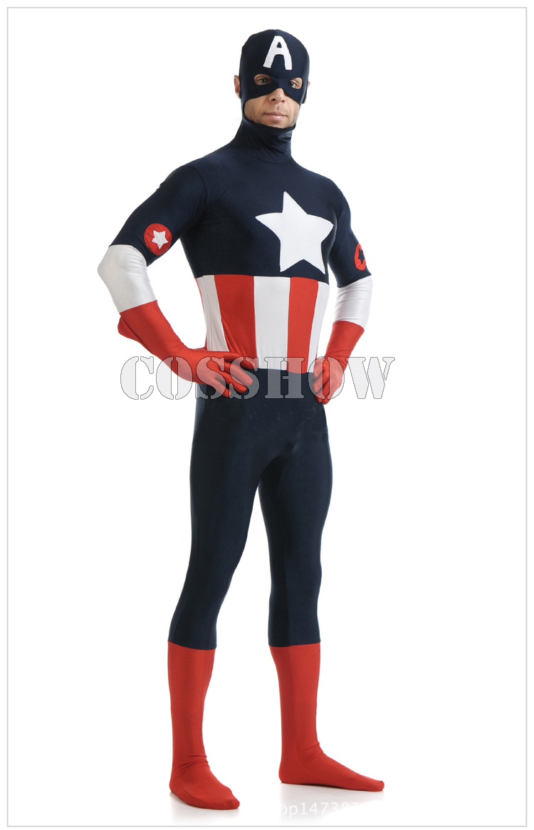 【Capitan America 全身タイツ】Capitan America キャプテンアメリカ 縦横伸縮 大きいサイズ cosplay コスプレ衣装 コスチューム オーダーメイド　男女兼用 クリスマス