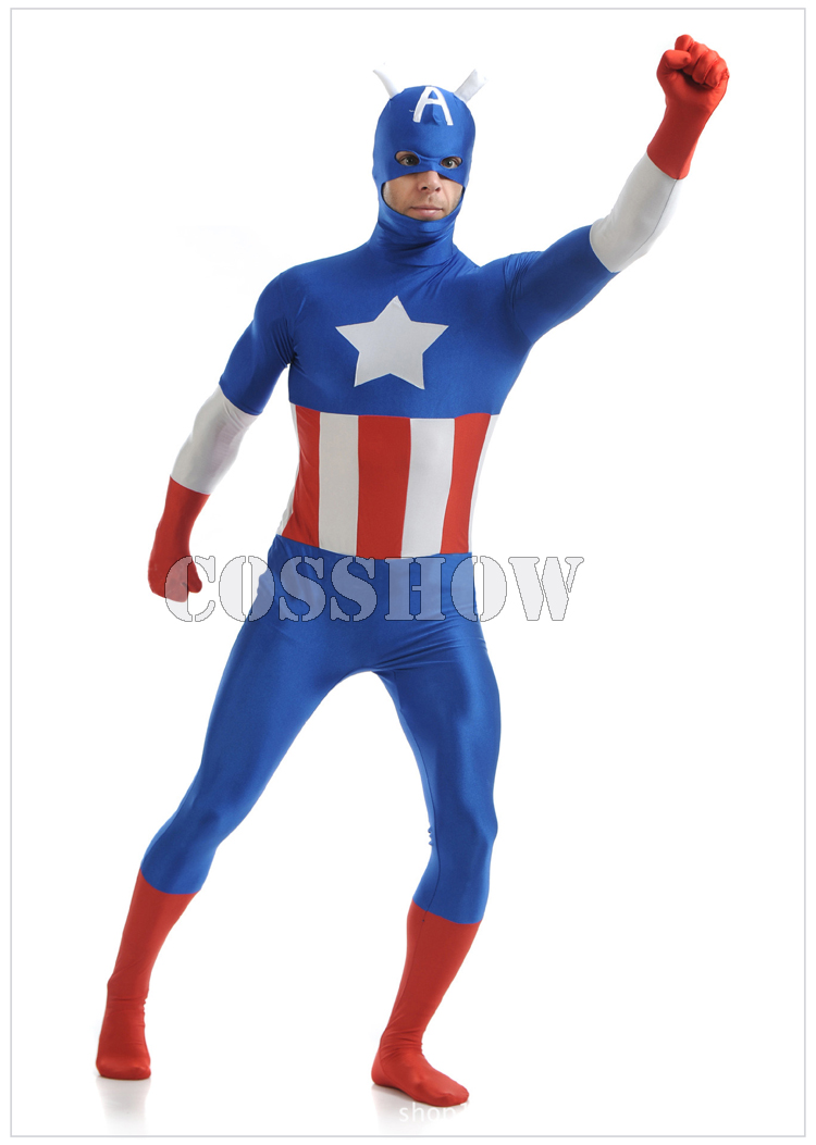 【Capitan America 全身タイツ】Capitan America キャプテンアメリカ 縦横伸縮 大きいサイズ cosplay コスプレ衣装 コスチューム オーダーメイド　男女兼用 クリスマス