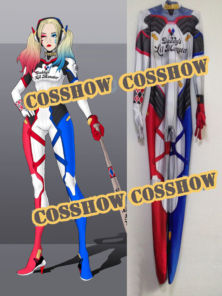 ★全身タイツ Harleen Quinzel/Harley Quinn 立体印刷★Overwatch オーバーウオッチ スーツ コスチューム コスプレ衣装 cosplay 無料オーダーメイド サイズ豊富 変装 仮装 コス ハロウィン