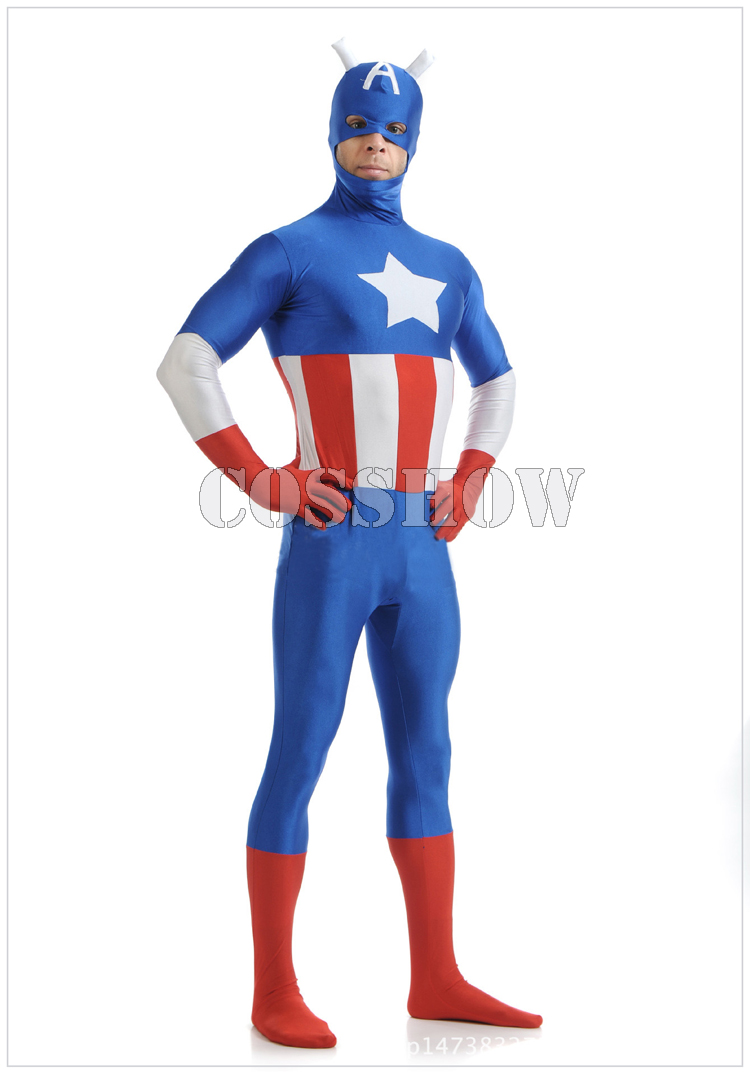 【Capitan America 全身タイツ】Capitan America キャプテンアメリカ 縦横伸縮 大きいサイズ cosplay コスプレ衣装 コスチューム オーダーメイド　男女兼用 クリスマス