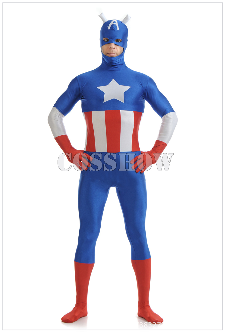 【Capitan America 全身タイツ】Capitan America キャプテンアメリカ 縦横伸縮 大きいサイズ cosplay コスプレ衣装 コスチューム オーダーメイド　男女兼用 クリスマス