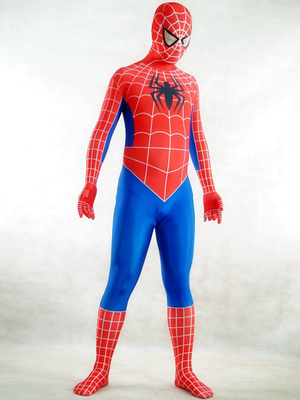 スパイダーマン　赤　青　男性　全身タイツ　コスチューム