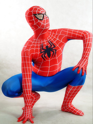 スパイダーマン　赤　青　男性　全身タイツ　コスチューム