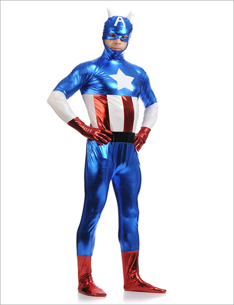 ★キャプテンアメリカ 全身タイツ ◆Capitan America スーツ サイズ豊富 サイズオーダー可能 変装 仮装 コス ハロウィン