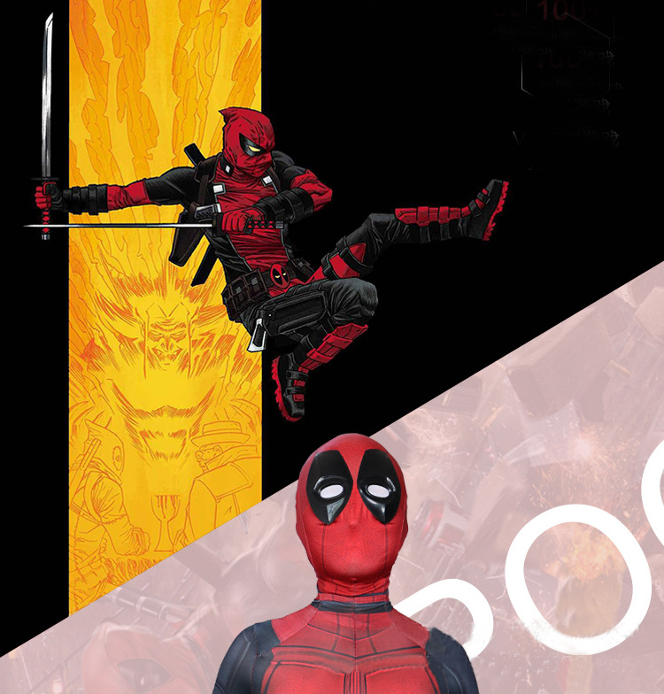 ★デッドプール 全身スーツ★Deadpoolライクラ 全身タイツレッド 二次会 余興 パーティー お呼ばれ クリスマス ハロウィン 仮装 ストレッチ